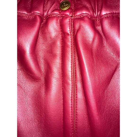 CCC Vintage Burgundy Faux Leather Pencil Skirt Decorative Button Liner Size Larg - Picture 7 of 7